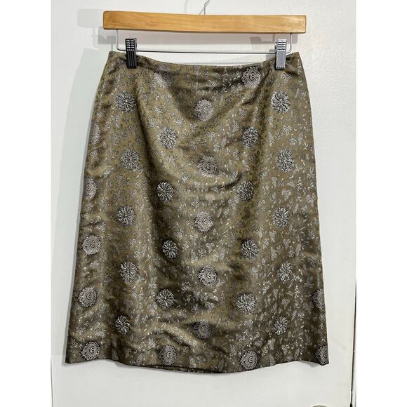 David Meister Skirt Size 2 Gold Silver Beaded Embroidered Medallion Cocktail - Picture 1 of 8